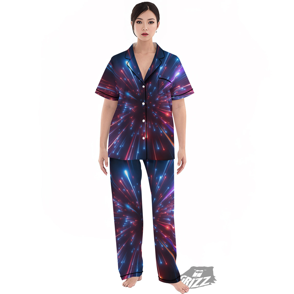 Hyperspace Cosmic Print Women's Pajamas Set-grizzshop