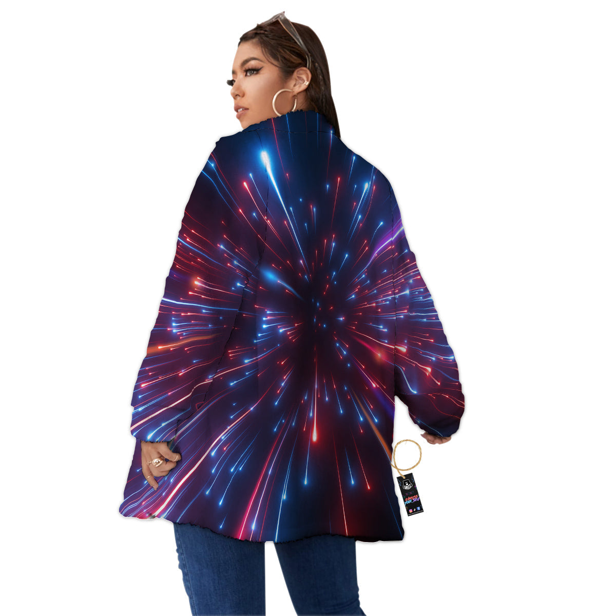 Hyperspace Cosmic Print Women's Sherpa Jacket-grizzshop