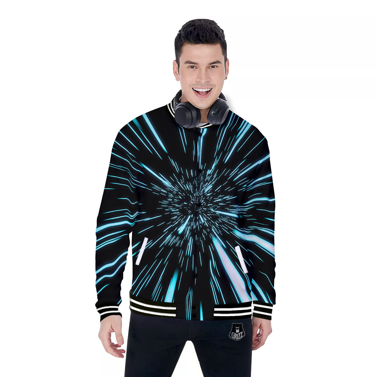 Hyperspace Galaxy Print Baseball Jacket-grizzshop