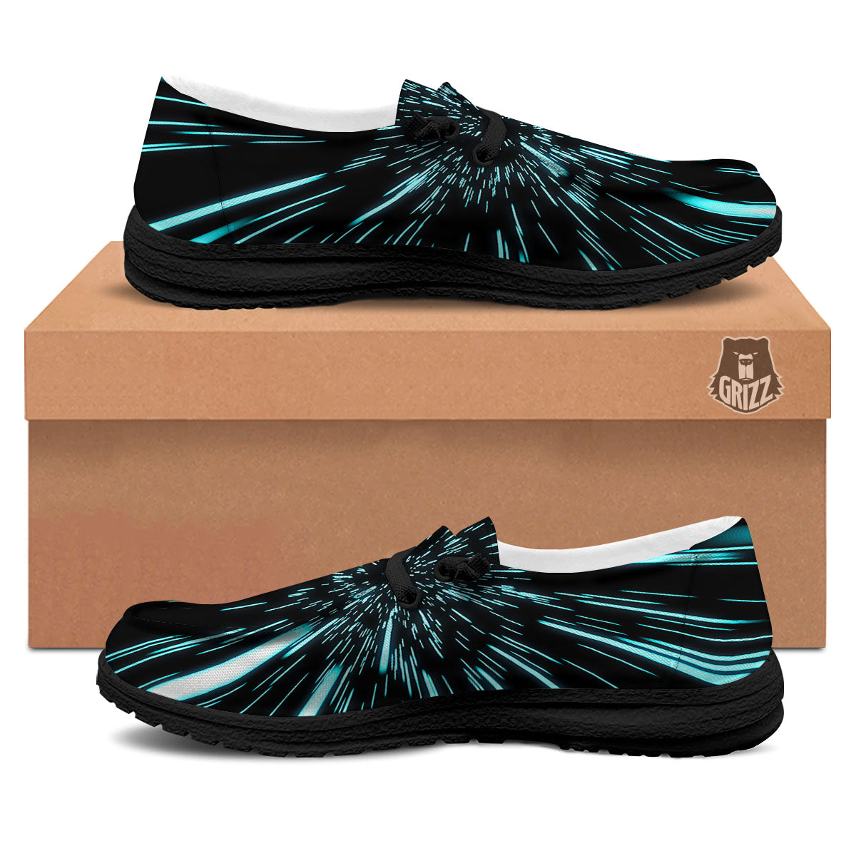 Hyperspace Galaxy Print Black Loafers-grizzshop