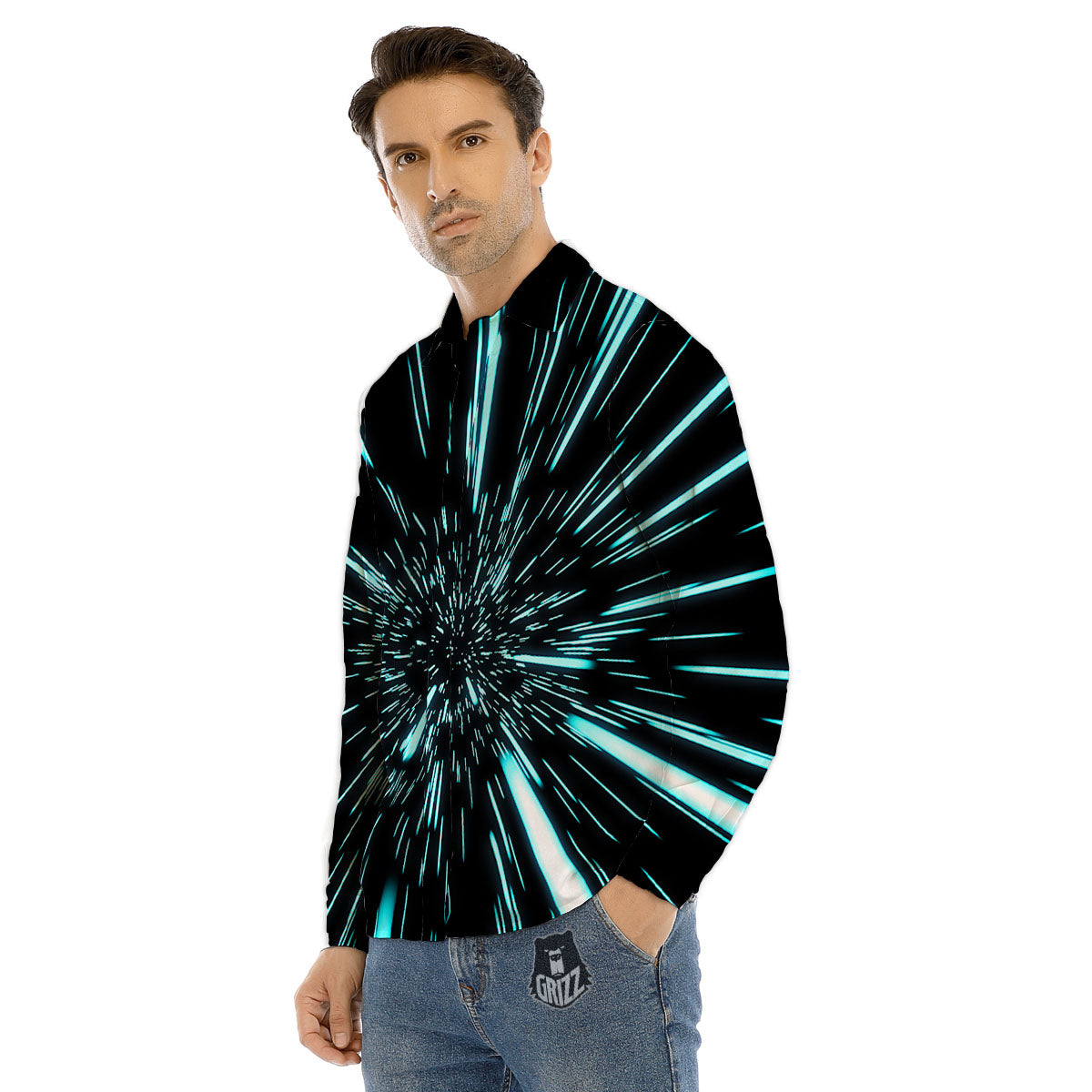 Hyperspace Galaxy Print Men's Dress Shirts-grizzshop