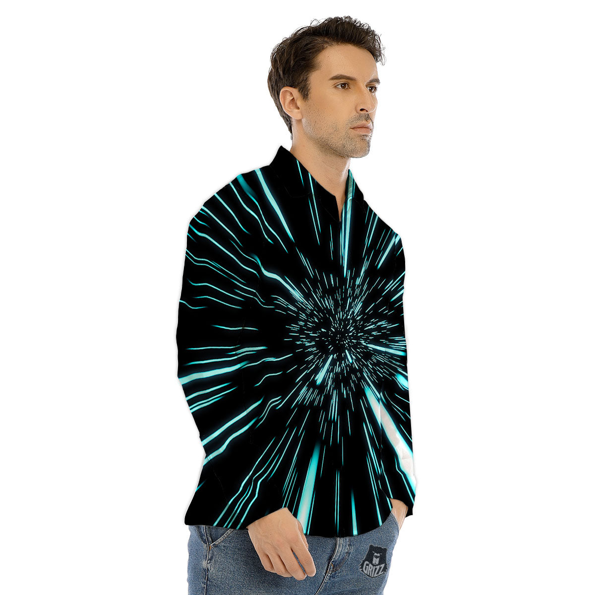 Hyperspace Galaxy Print Men's Dress Shirts-grizzshop