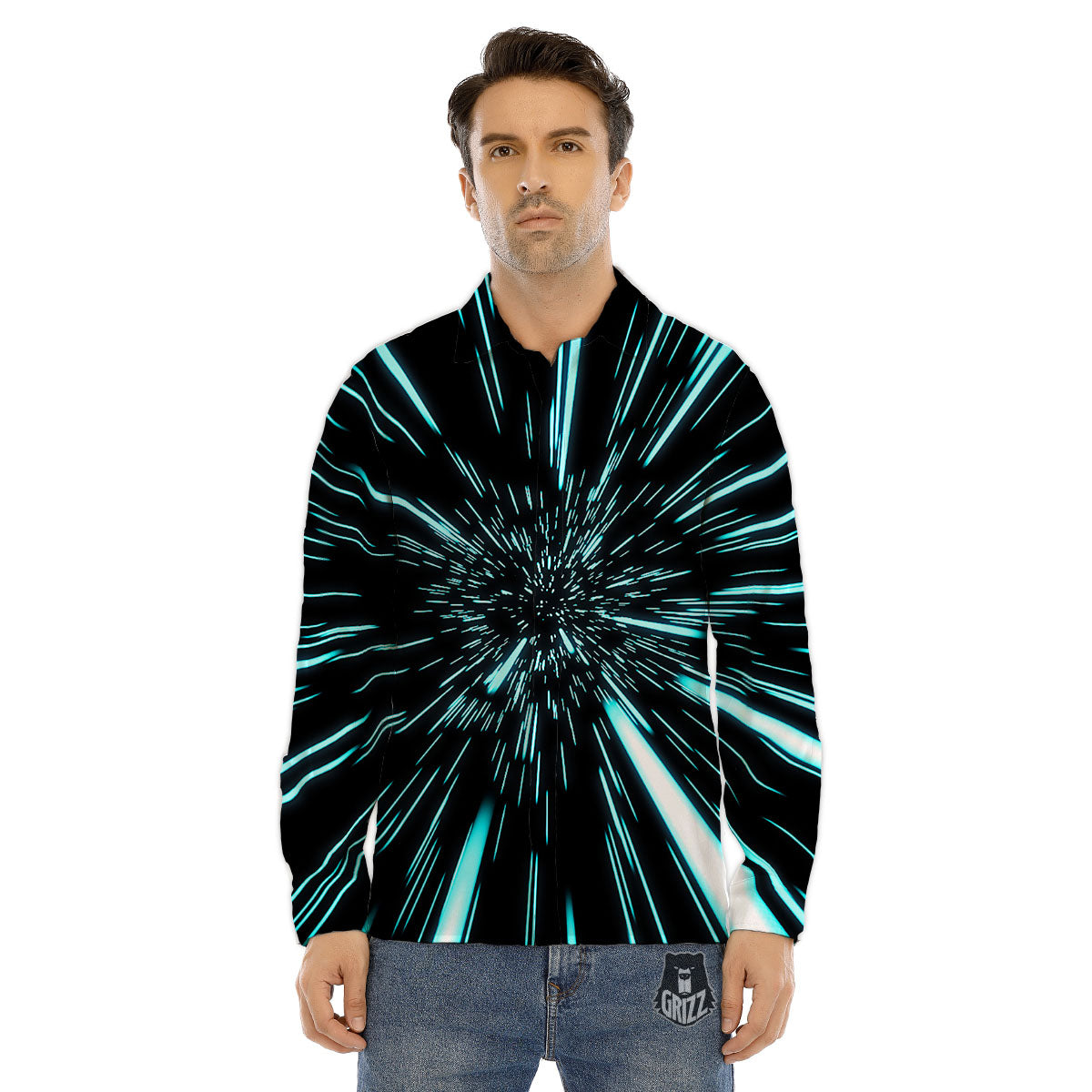 Hyperspace Galaxy Print Men's Dress Shirts-grizzshop