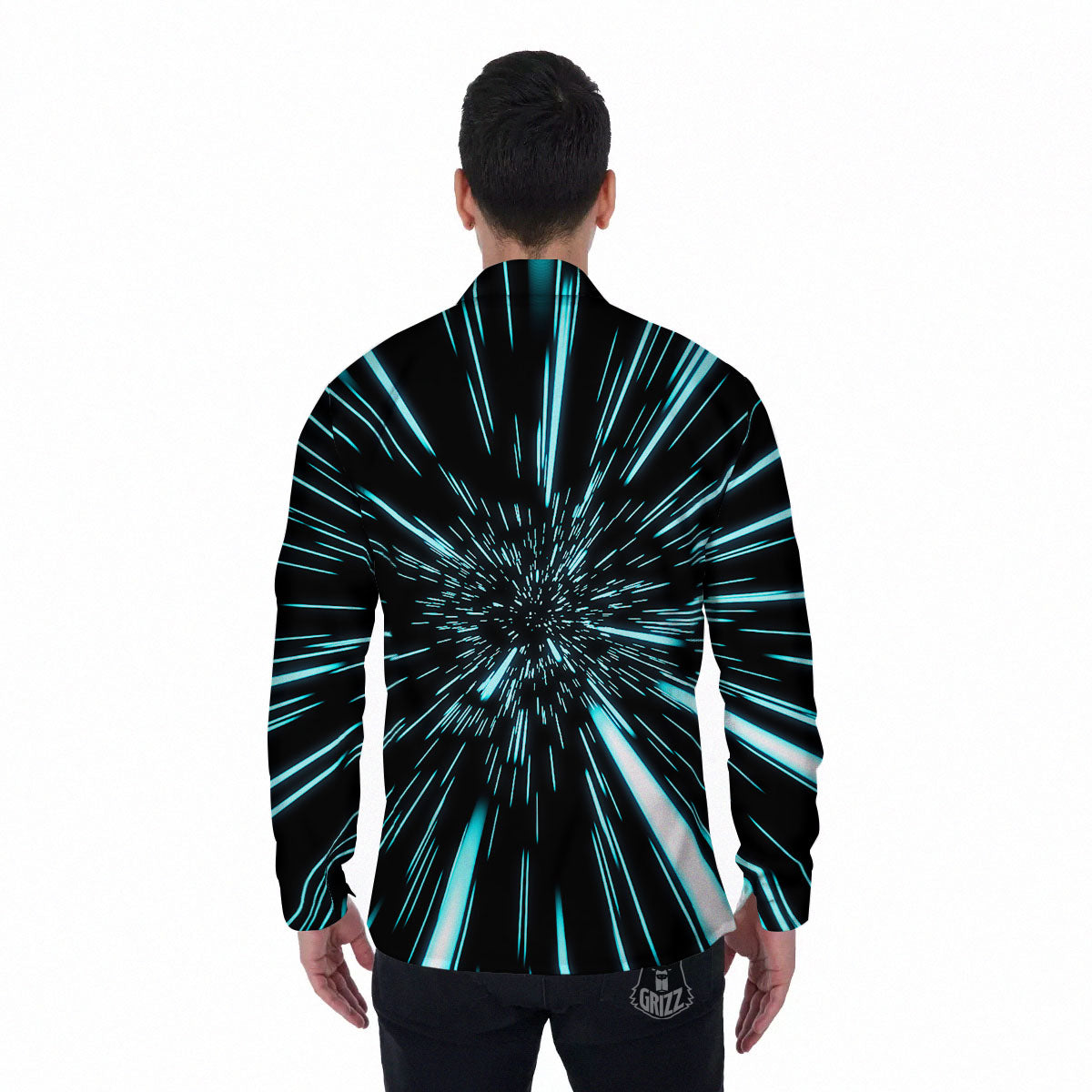 Hyperspace Galaxy Print Men's Long Sleeve Shirts-grizzshop