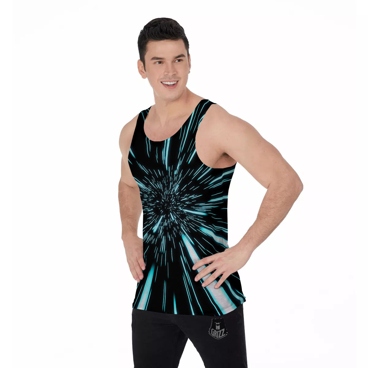 Hyperspace Galaxy Print Men's Tank Top-grizzshop