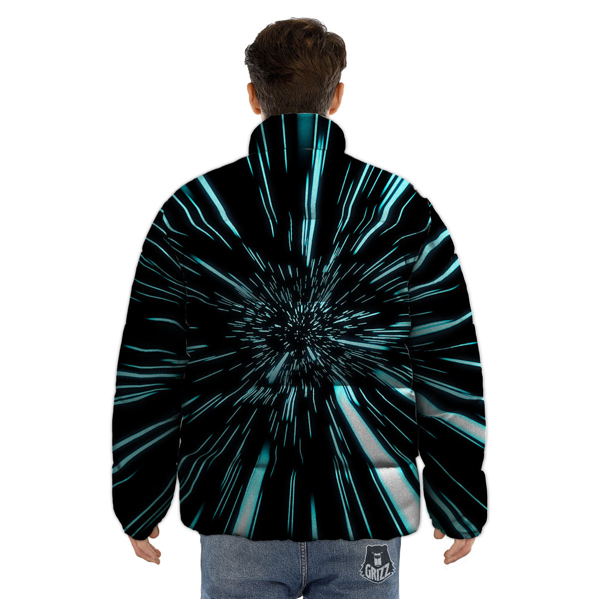 Hyperspace Galaxy Print Puffer Jacket-grizzshop