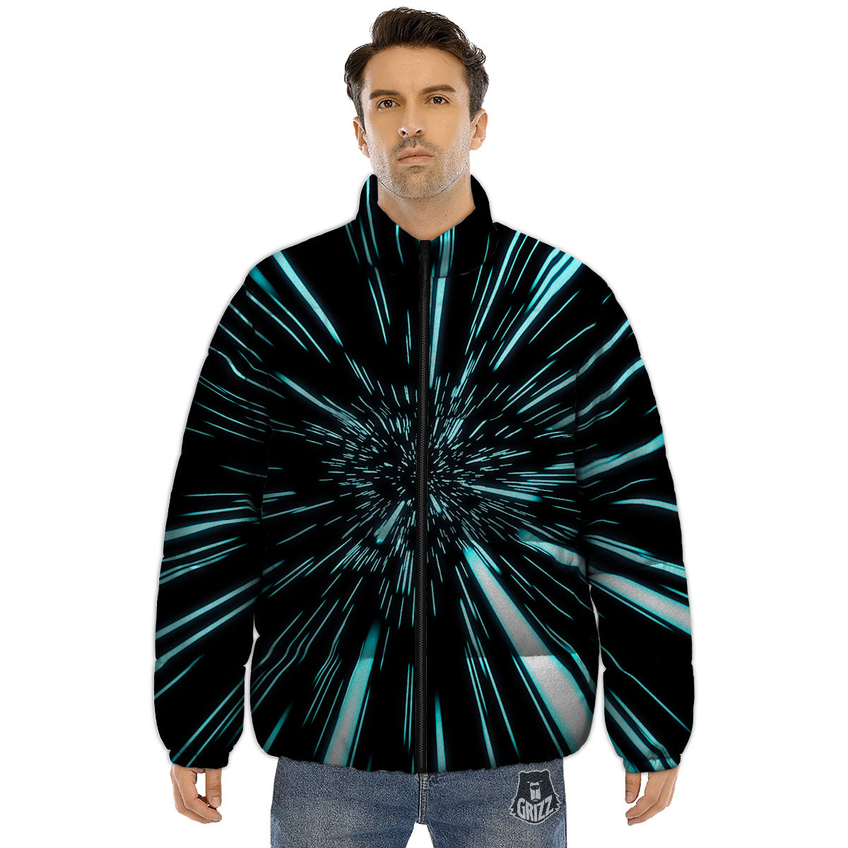 Hyperspace Galaxy Print Puffer Jacket-grizzshop