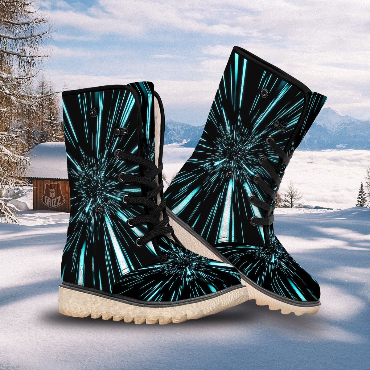 Hyperspace Galaxy Print Snow Boots-grizzshop