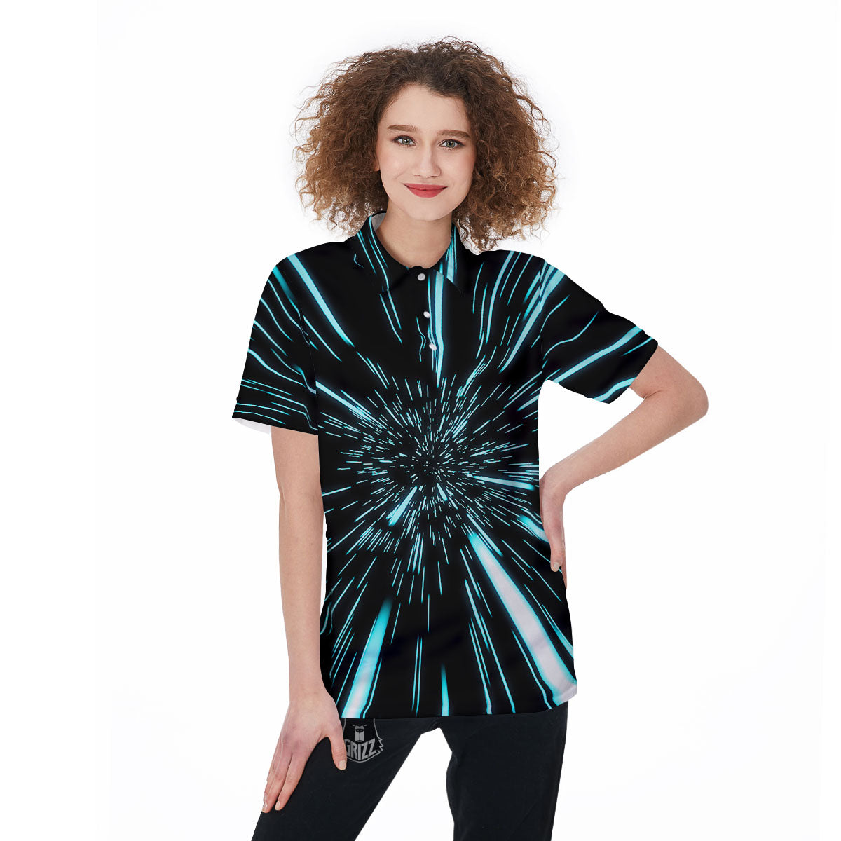 Hyperspace Galaxy Print Women's Golf Shirts-grizzshop