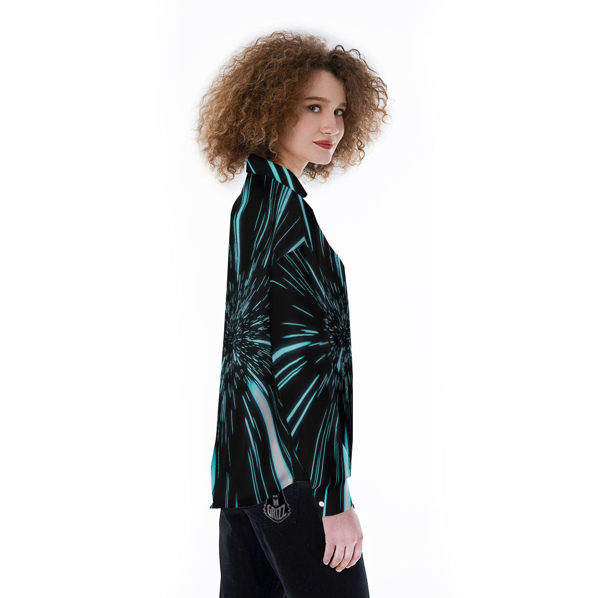 Hyperspace Galaxy Print Women's Long Sleeve Shirts-grizzshop