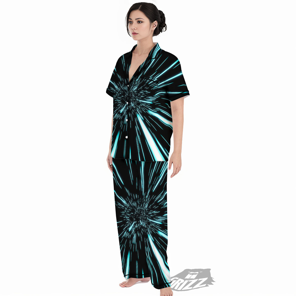 Hyperspace Galaxy Print Women's Pajamas Set-grizzshop