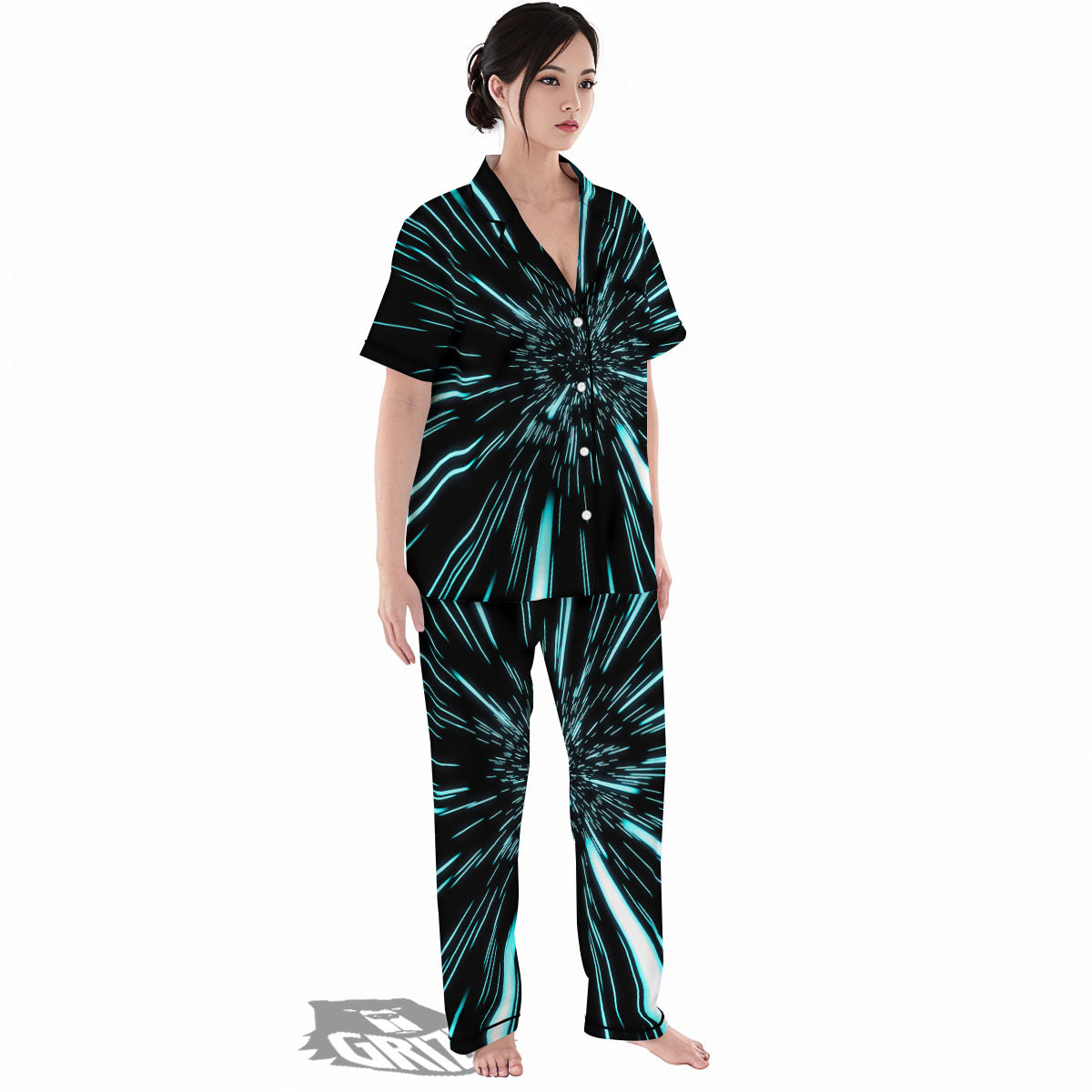Hyperspace Galaxy Print Women's Pajamas Set-grizzshop
