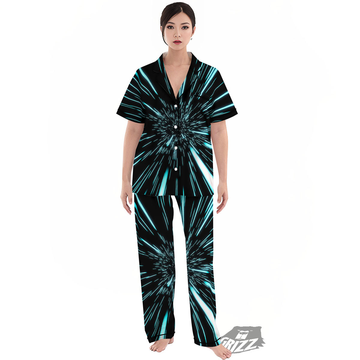 Hyperspace Galaxy Print Women's Pajamas Set-grizzshop