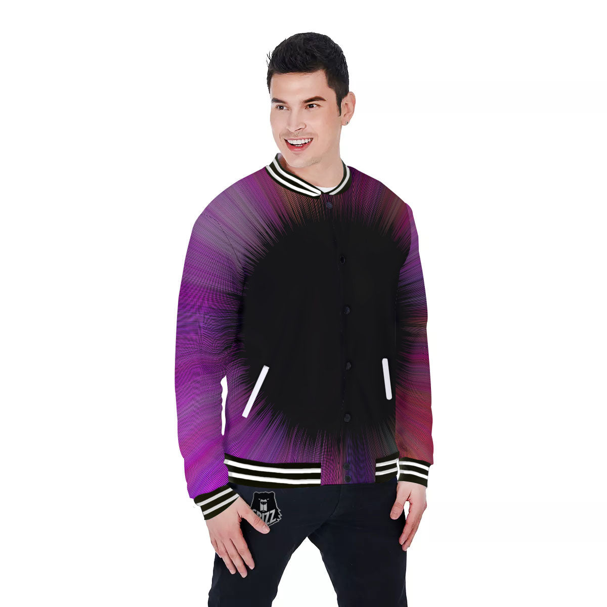 Hyperspace Purple Print Baseball Jacket-grizzshop