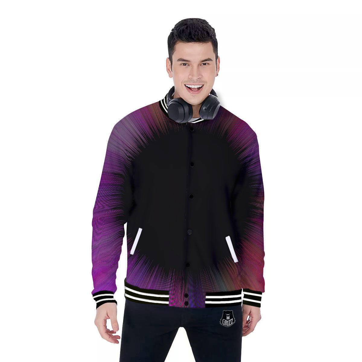 Hyperspace Purple Print Baseball Jacket-grizzshop
