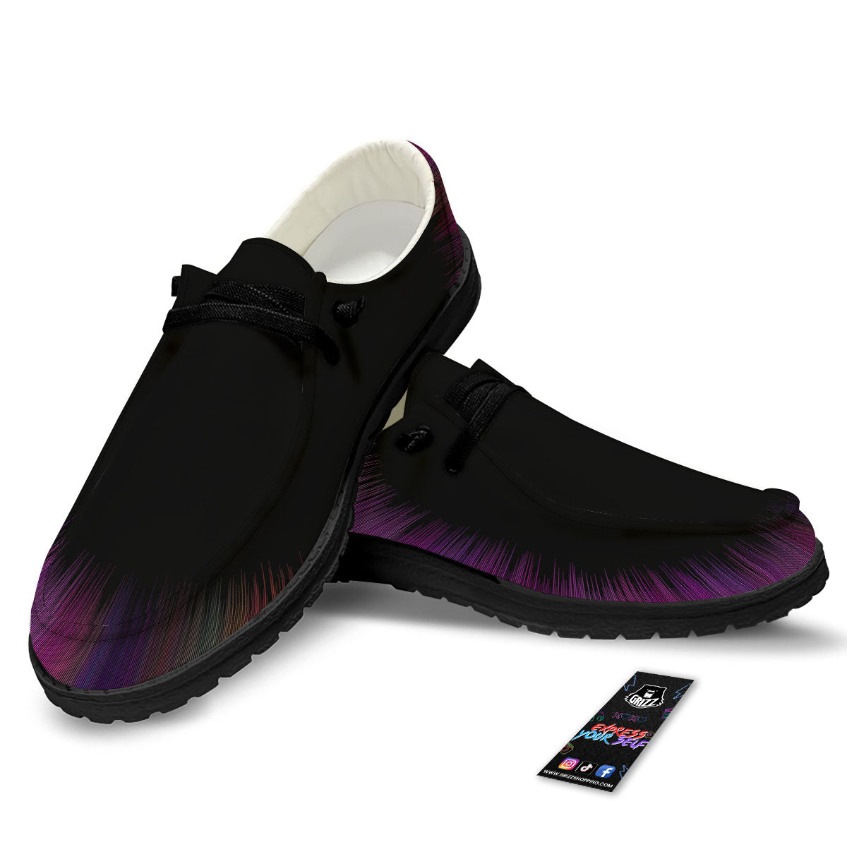 Hyperspace Purple Print Black Loafers-grizzshop