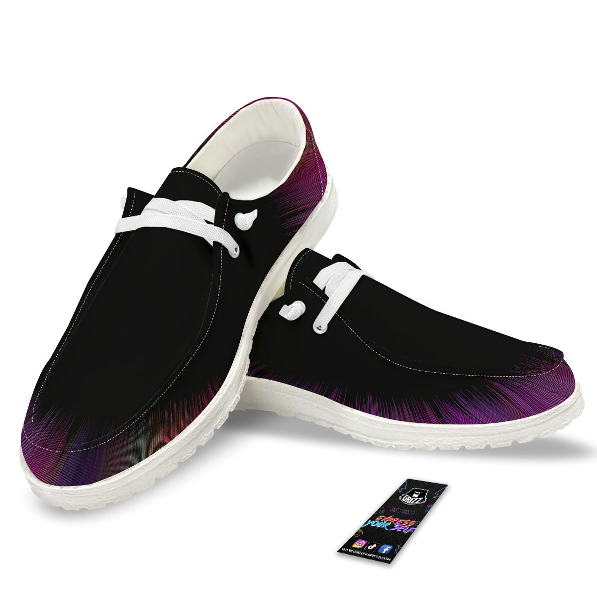 Hyperspace Purple Print Black Loafers-grizzshop