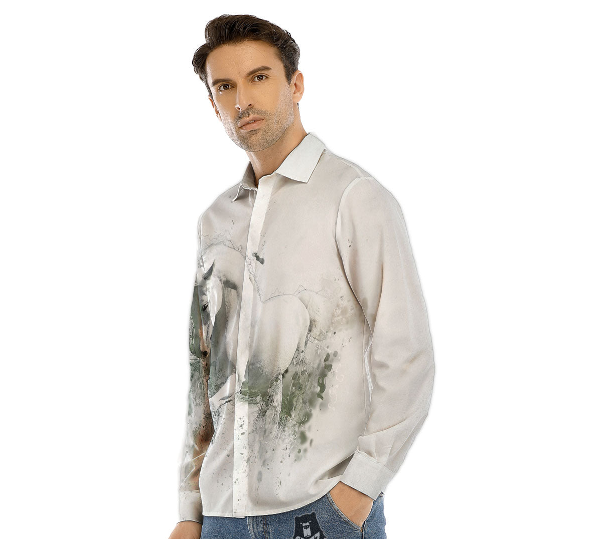 Hyperspace Purple Print Men's Dress Shirts-grizzshop