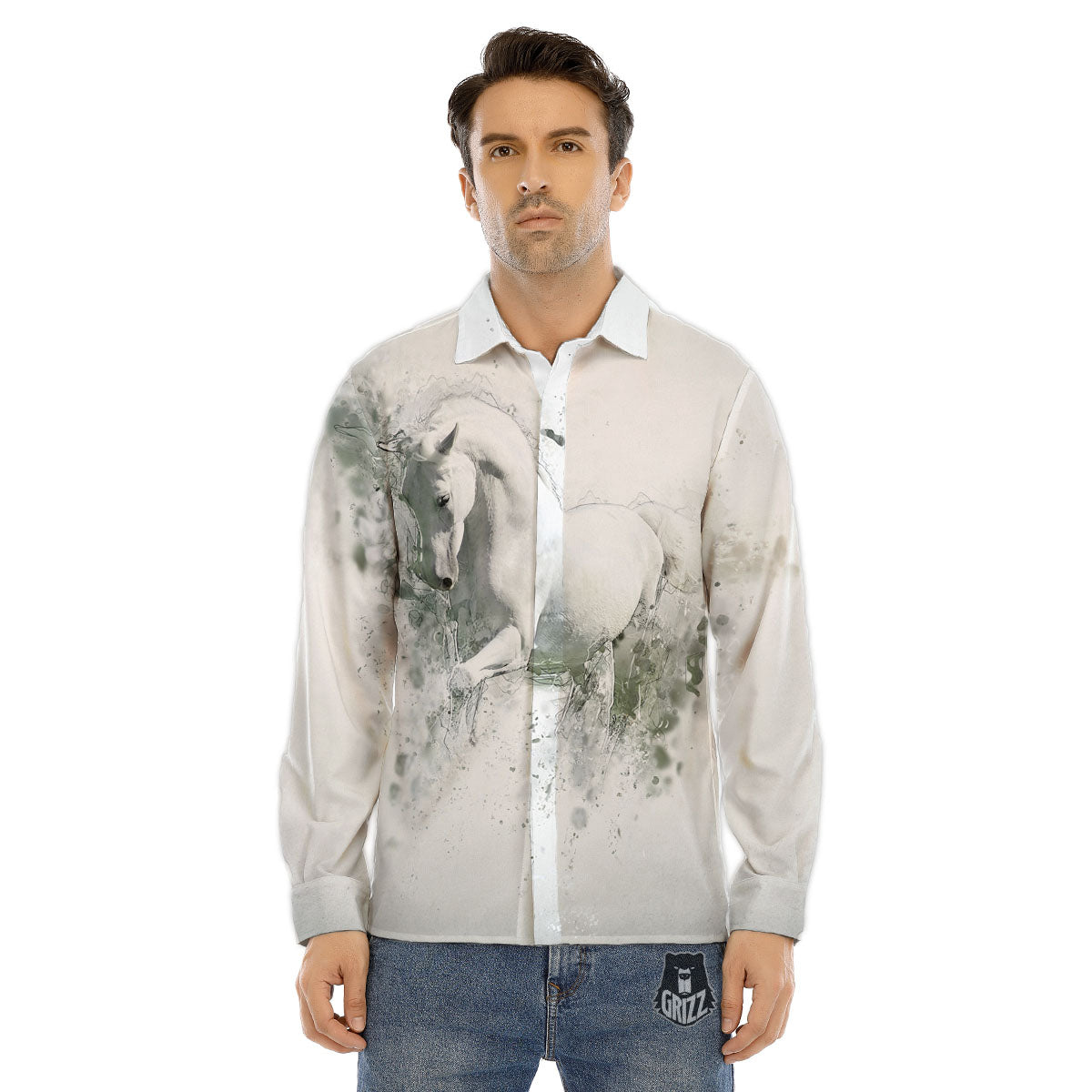 Hyperspace Purple Print Men's Dress Shirts-grizzshop