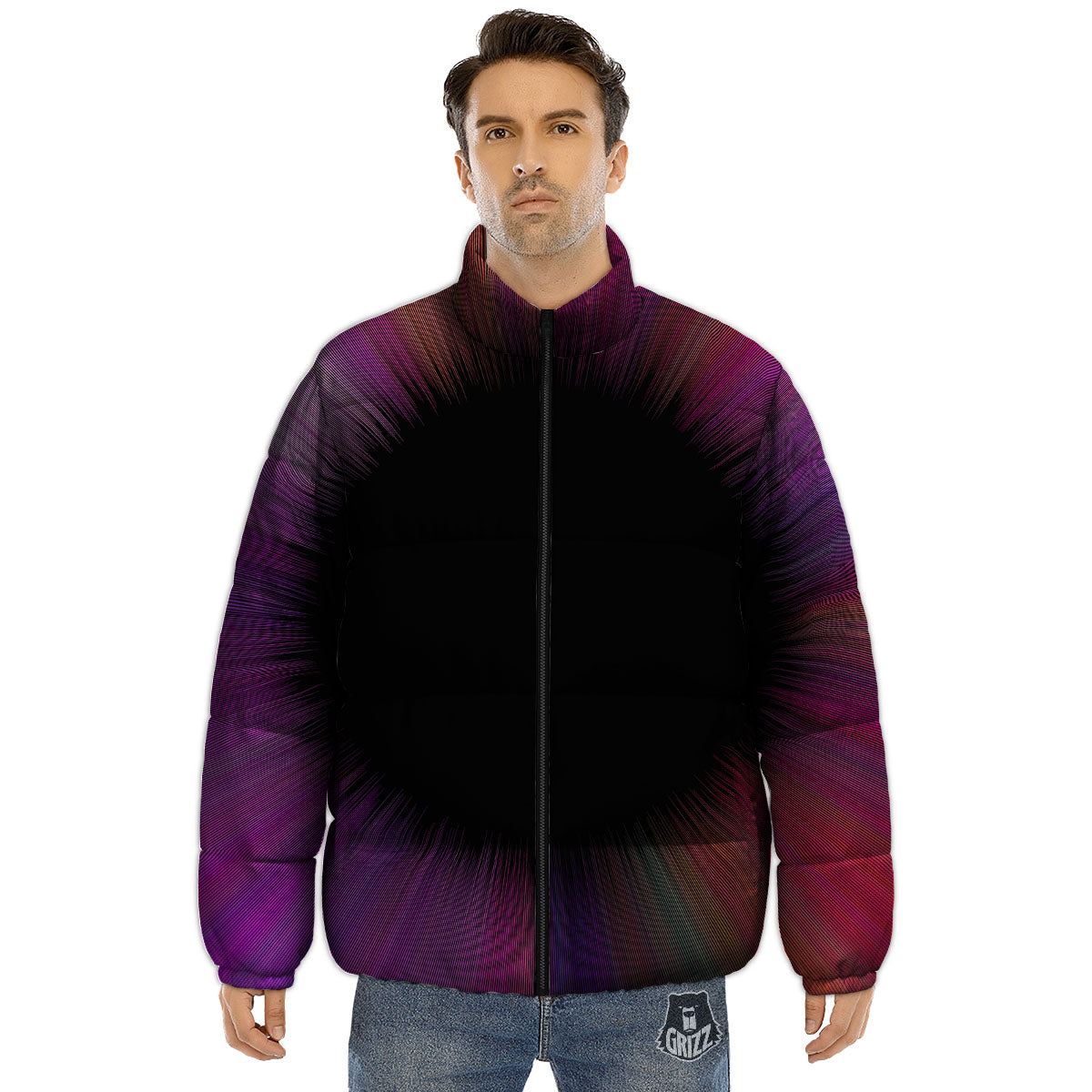 Hyperspace Purple Print Puffer Jacket-grizzshop