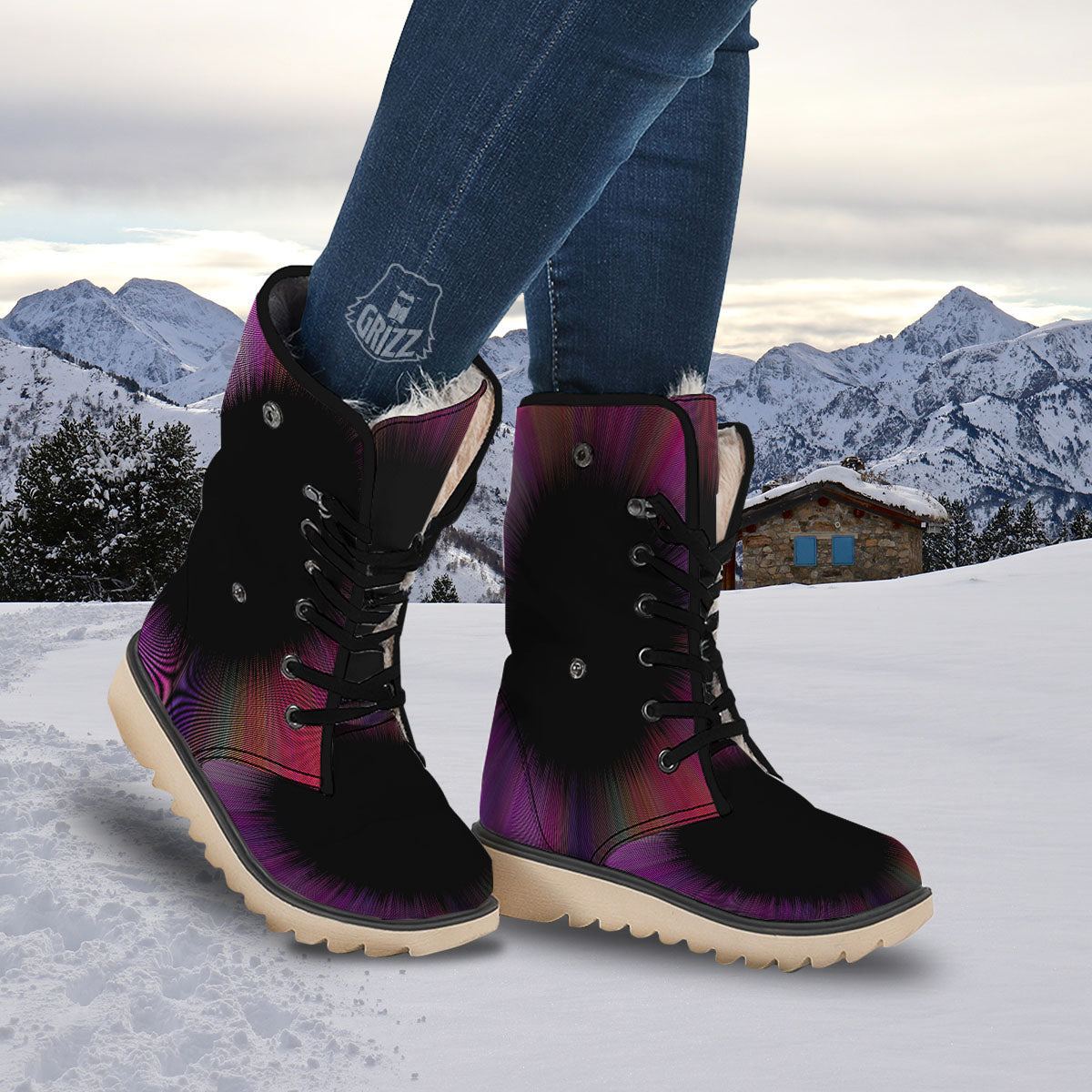 Hyperspace Purple Print Snow Boots-grizzshop
