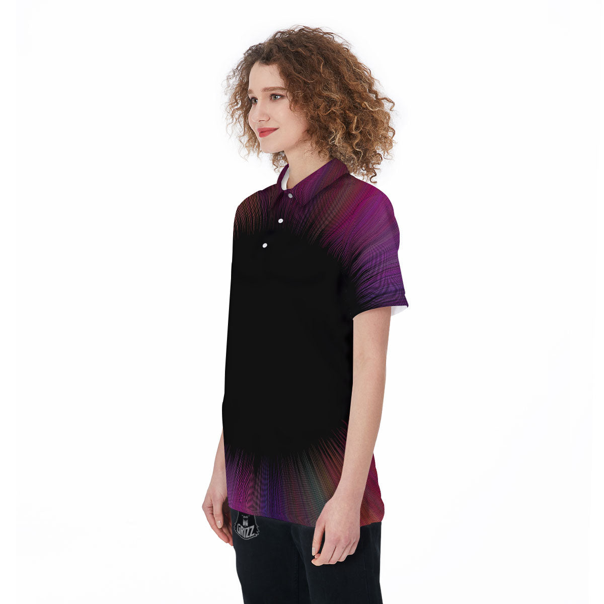 Hyperspace Purple Print Women's Golf Shirts-grizzshop