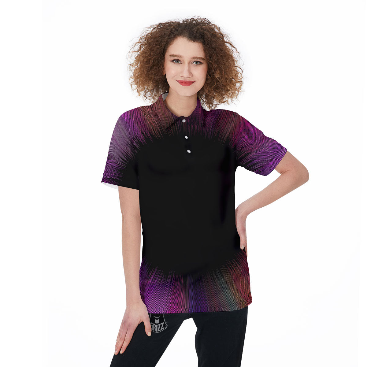 Hyperspace Purple Print Women's Golf Shirts-grizzshop