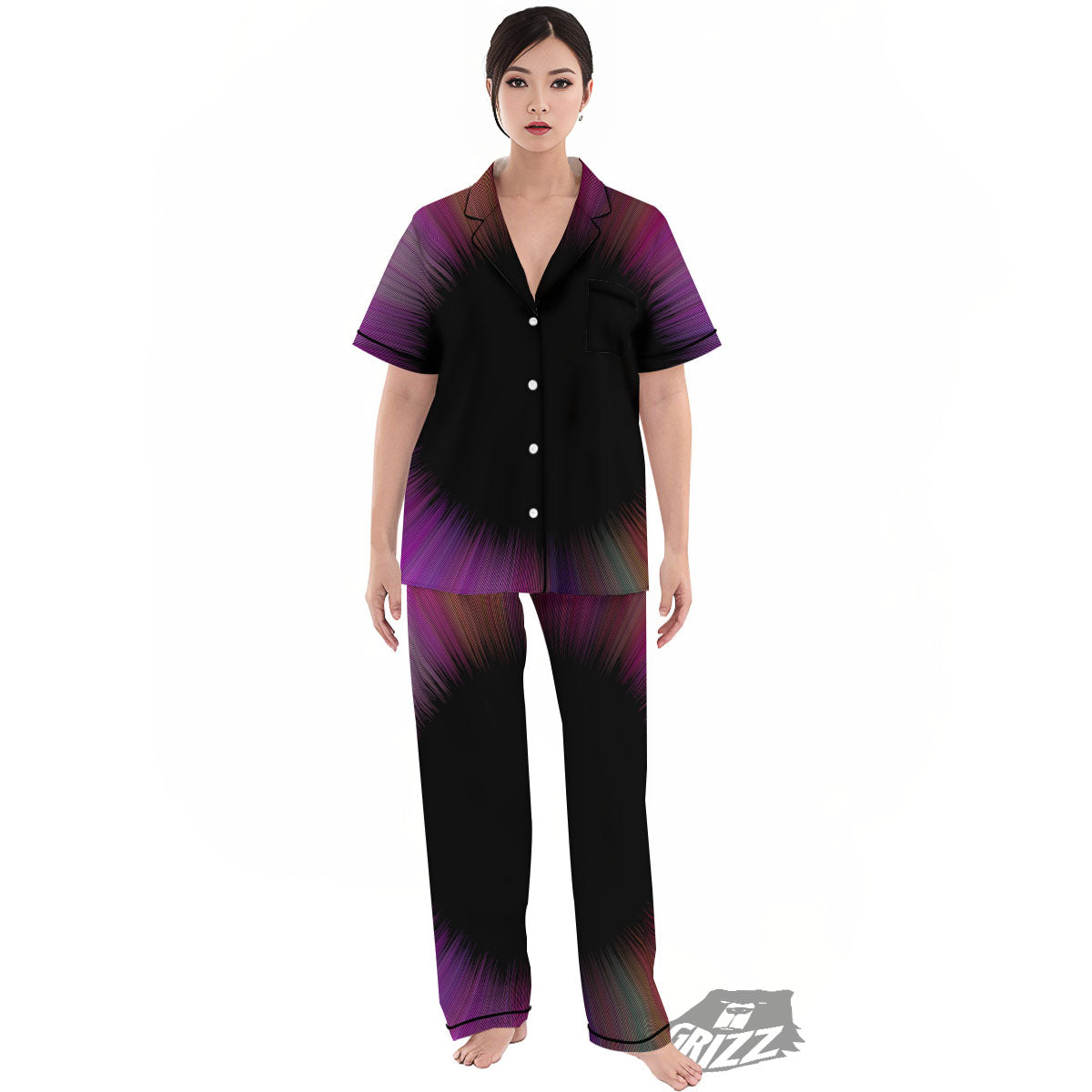 Hyperspace Purple Print Women's Pajamas Set-grizzshop