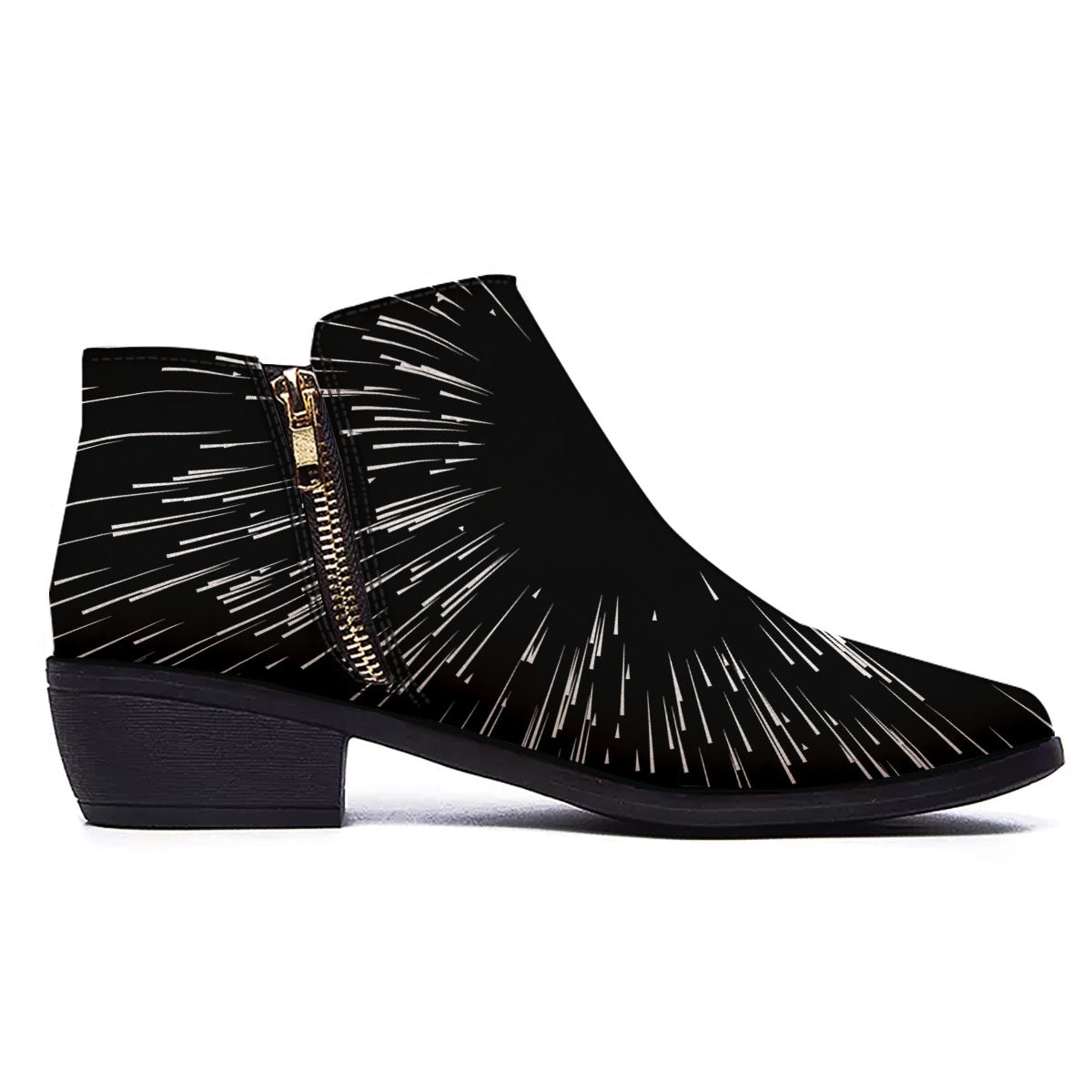 Hyperspace White And Black Print Ankle Boots-grizzshop