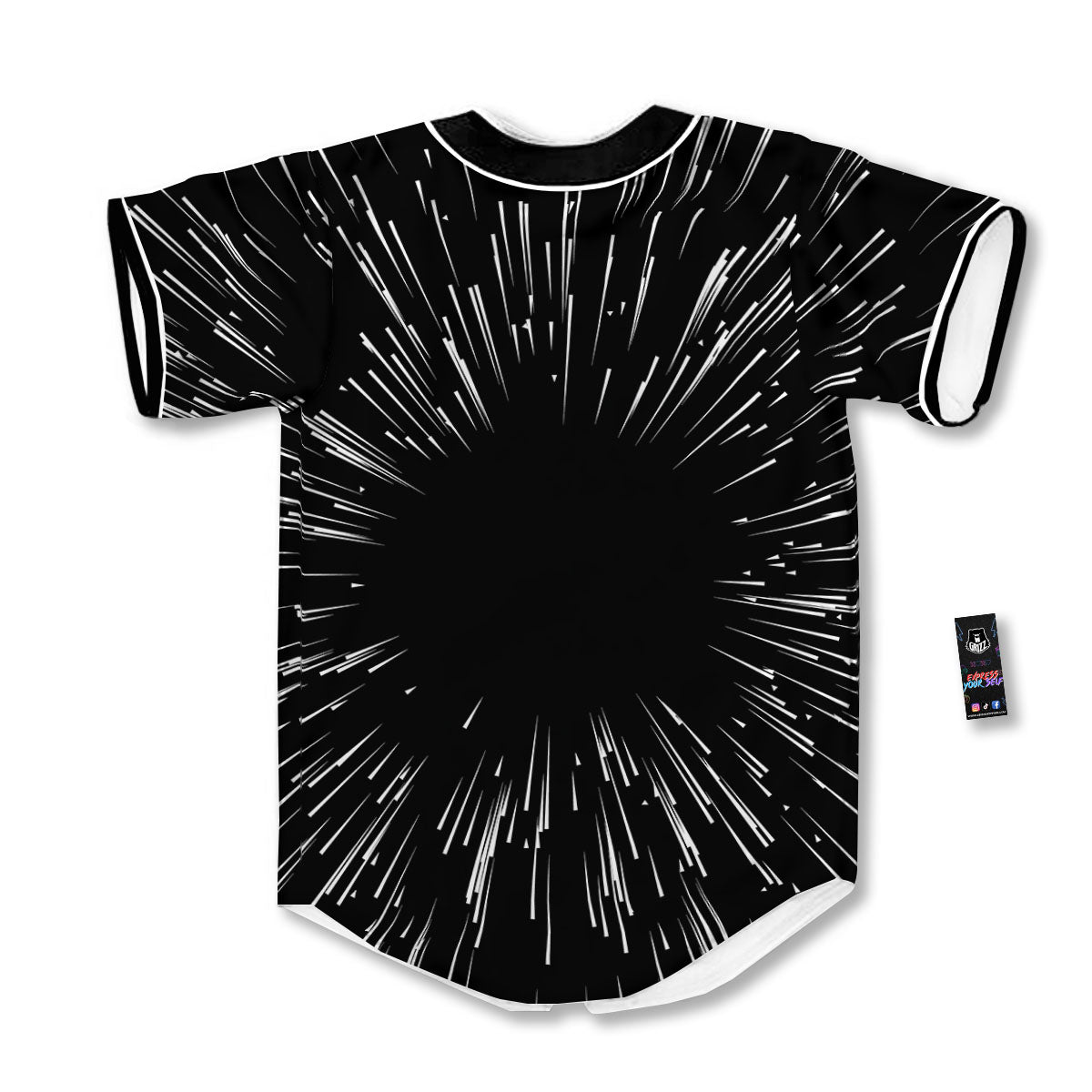 Hyperspace White And Black Print Baseball Jersey-grizzshop