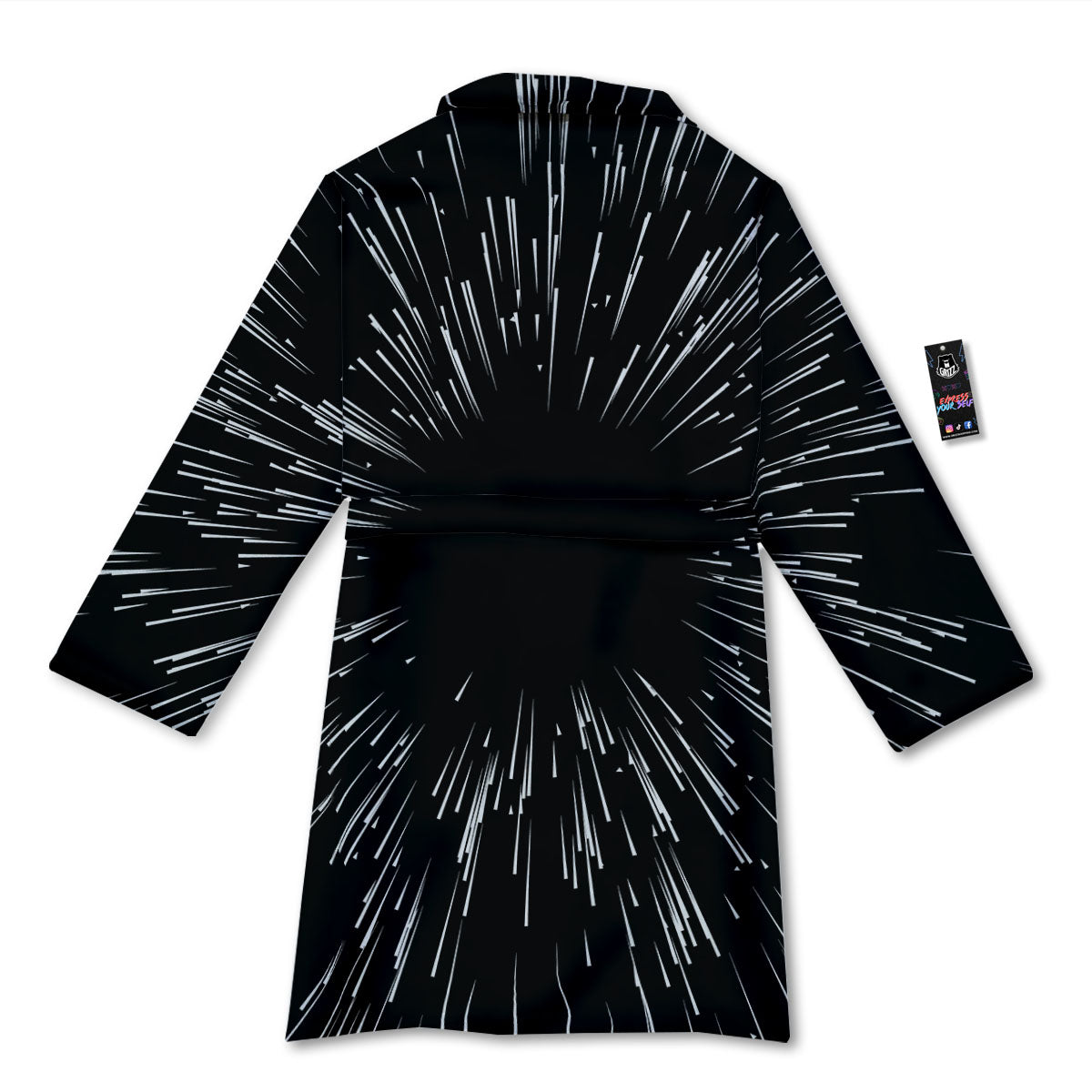 Hyperspace White And Black Print Bathrobe-grizzshop
