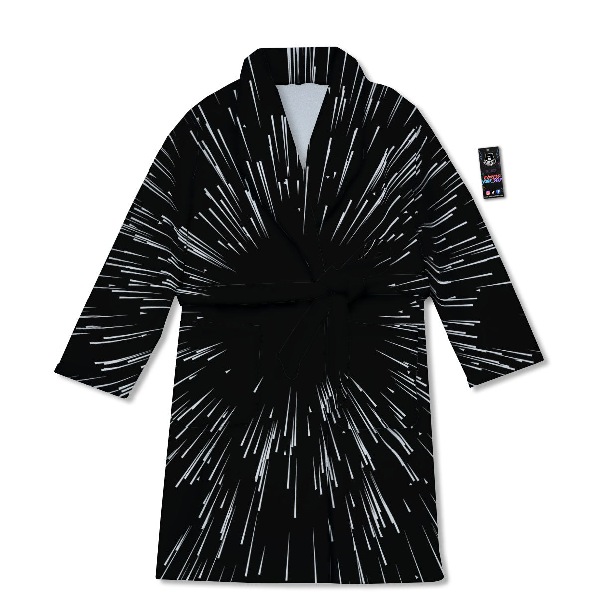Hyperspace White And Black Print Bathrobe-grizzshop