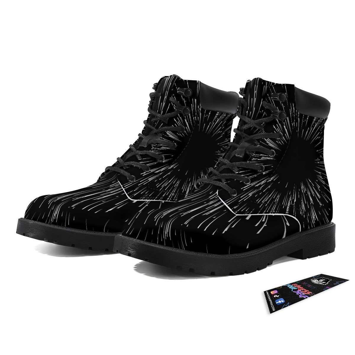 Hyperspace White And Black Print Boots-grizzshop