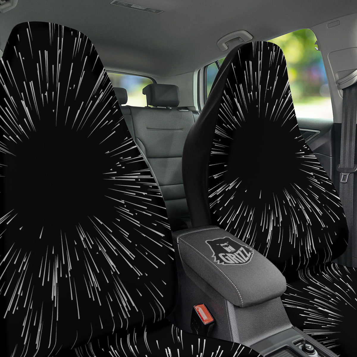 Hyperspace White And Black Print Car Seat Covers-grizzshop