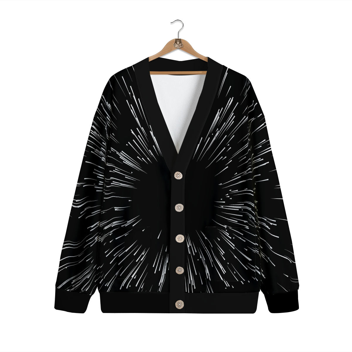 Hyperspace White And Black Print Cardigan-grizzshop