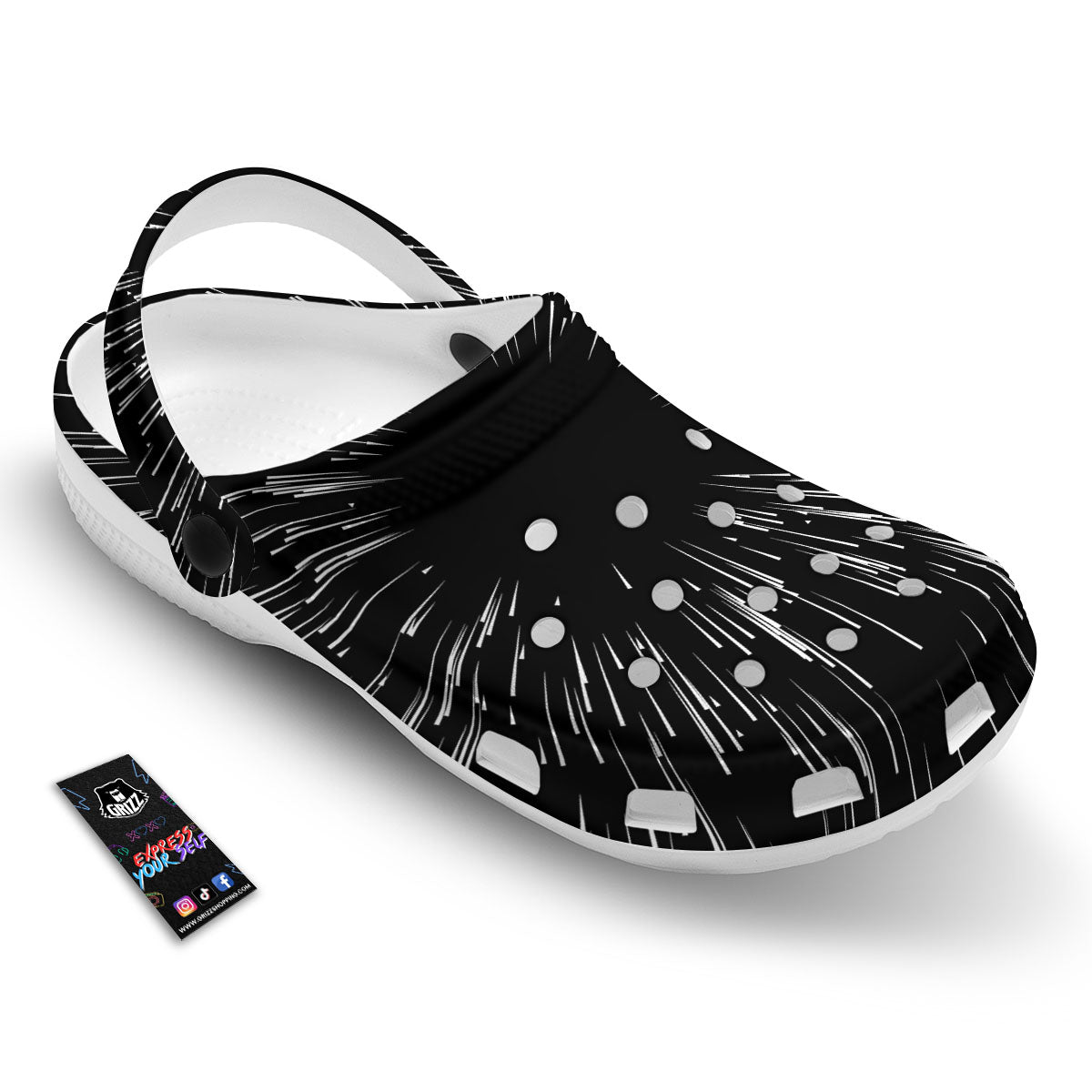 Hyperspace White And Black Print Clog-grizzshop