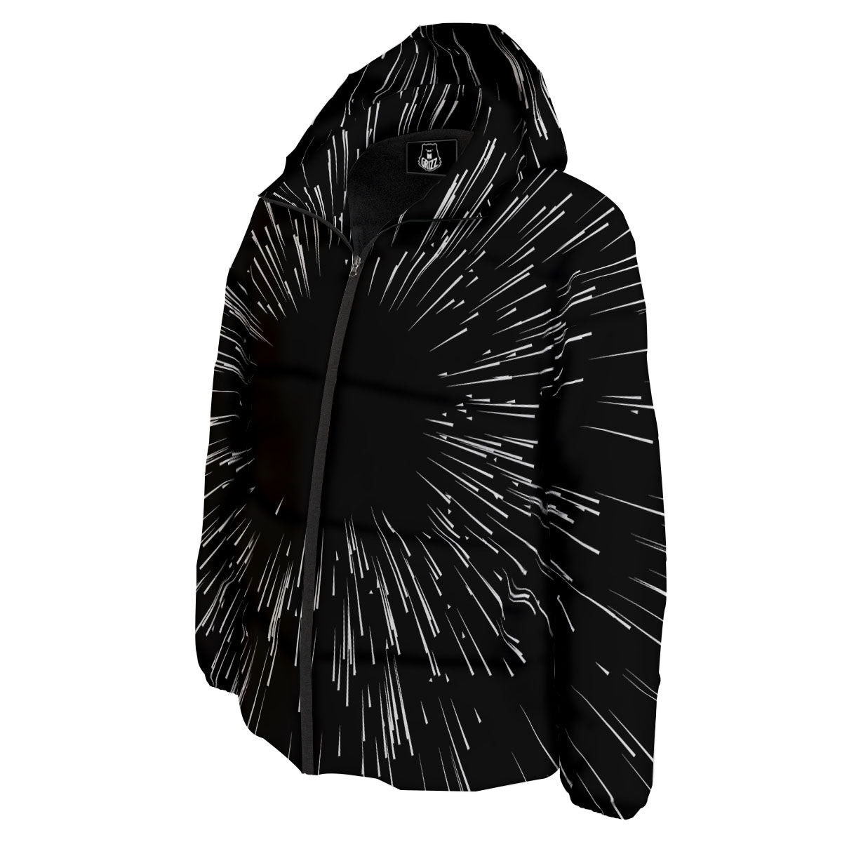Hyperspace White And Black Print Down Jacket-grizzshop
