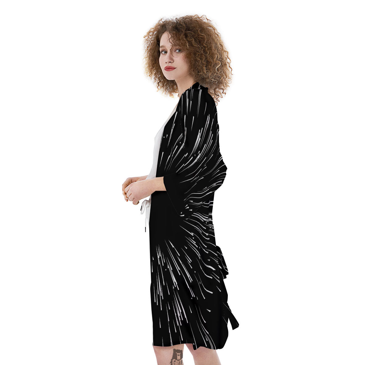 Hyperspace White And Black Print Kimono-grizzshop
