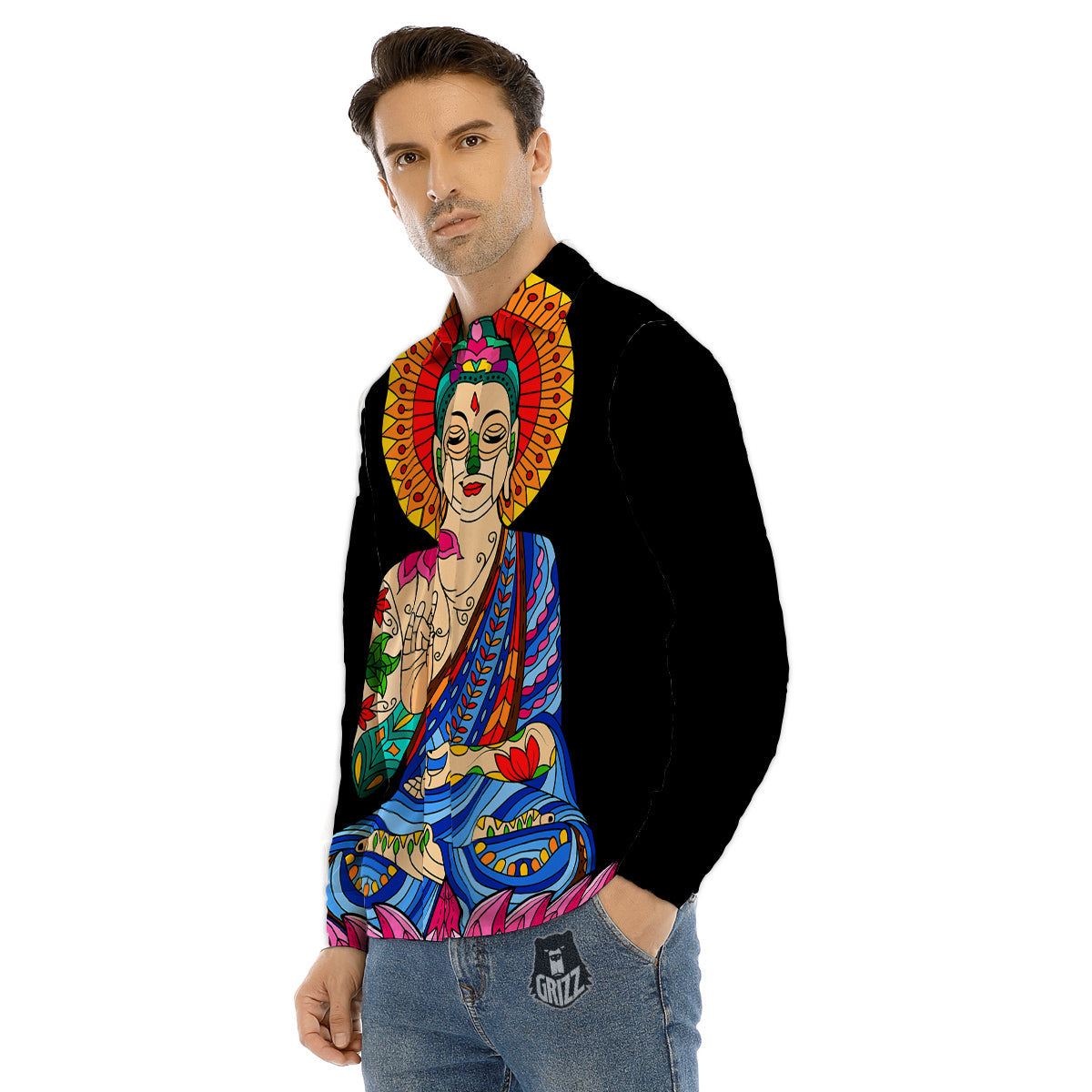 Hyperspace White And Black Print Men's Dress Shirts-grizzshop