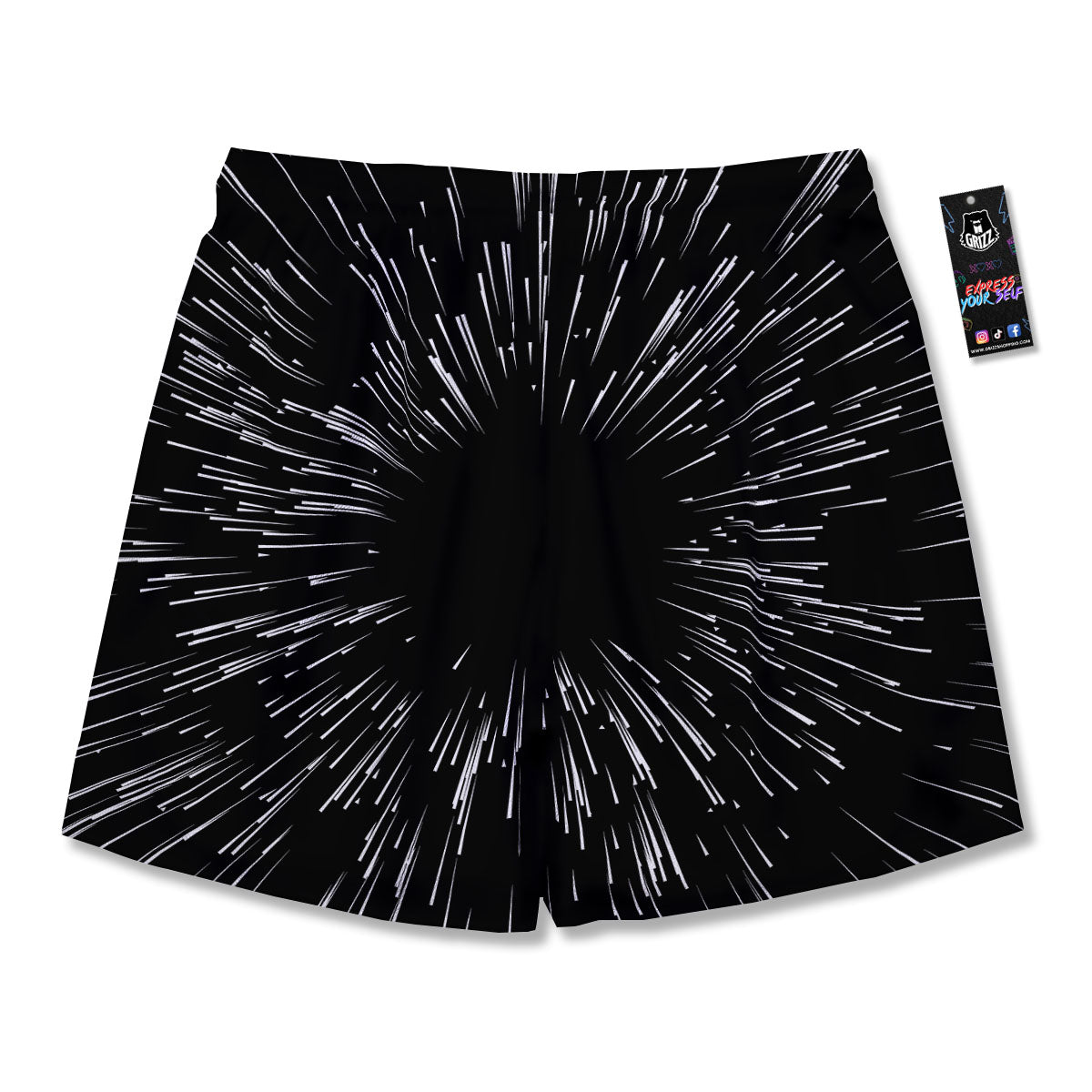 Hyperspace White And Black Print Men's Running Shorts-grizzshop