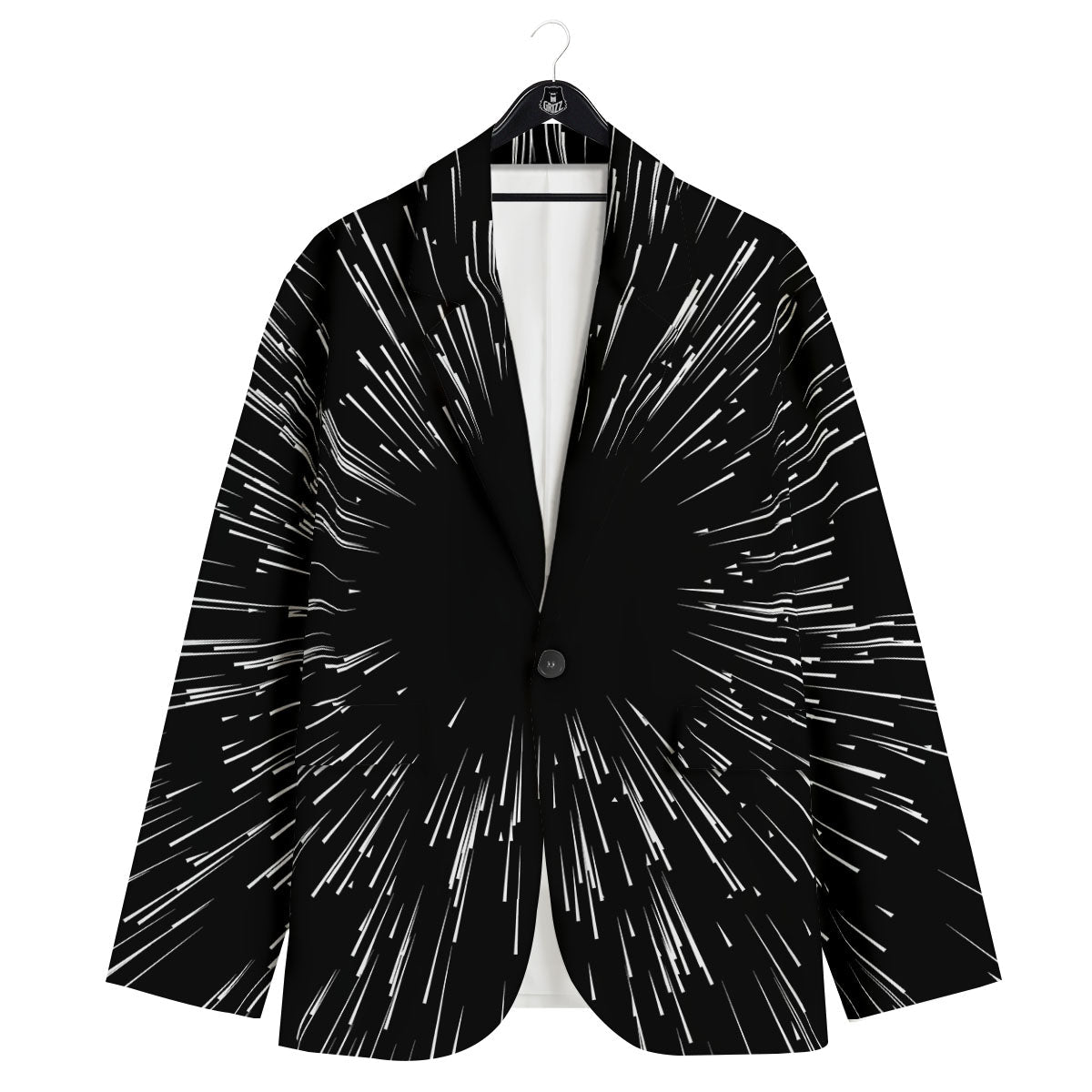 Hyperspace White And Black Print Men's Sport Coat-grizzshop