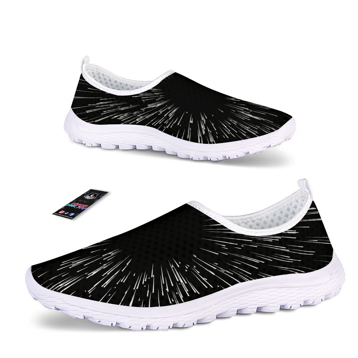 Hyperspace White And Black Print Nurse Shoes-grizzshop