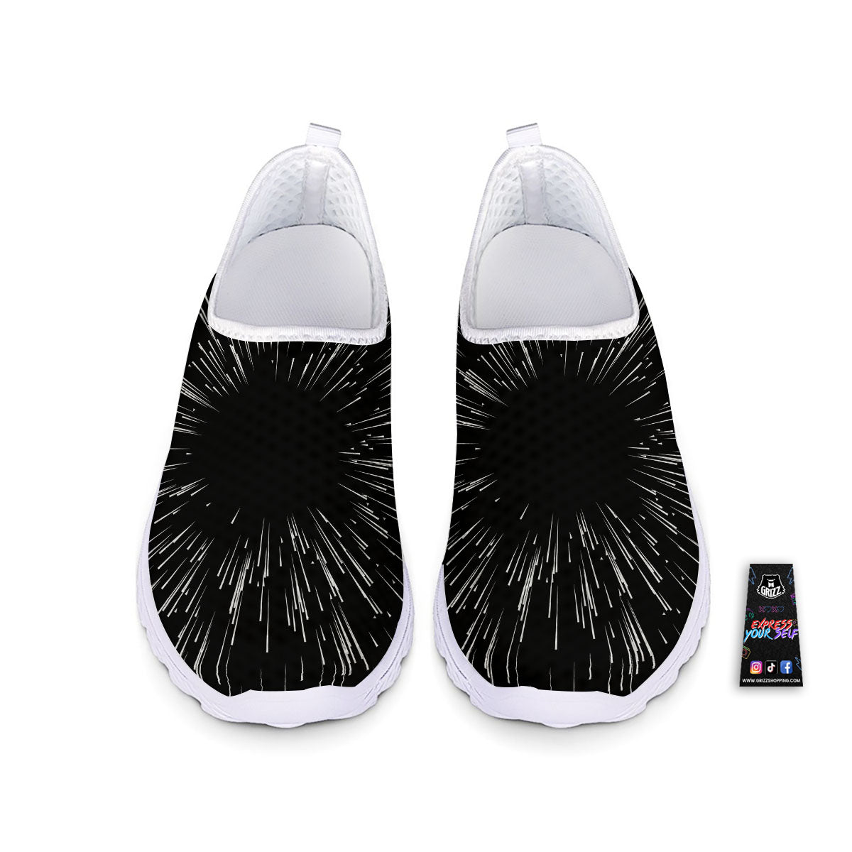 Hyperspace White And Black Print Nurse Shoes-grizzshop