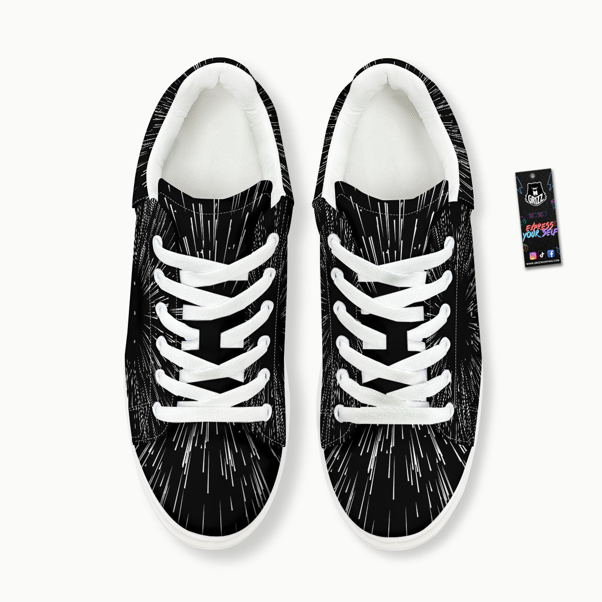 Hyperspace White And Black Print Platform Shoes-grizzshop