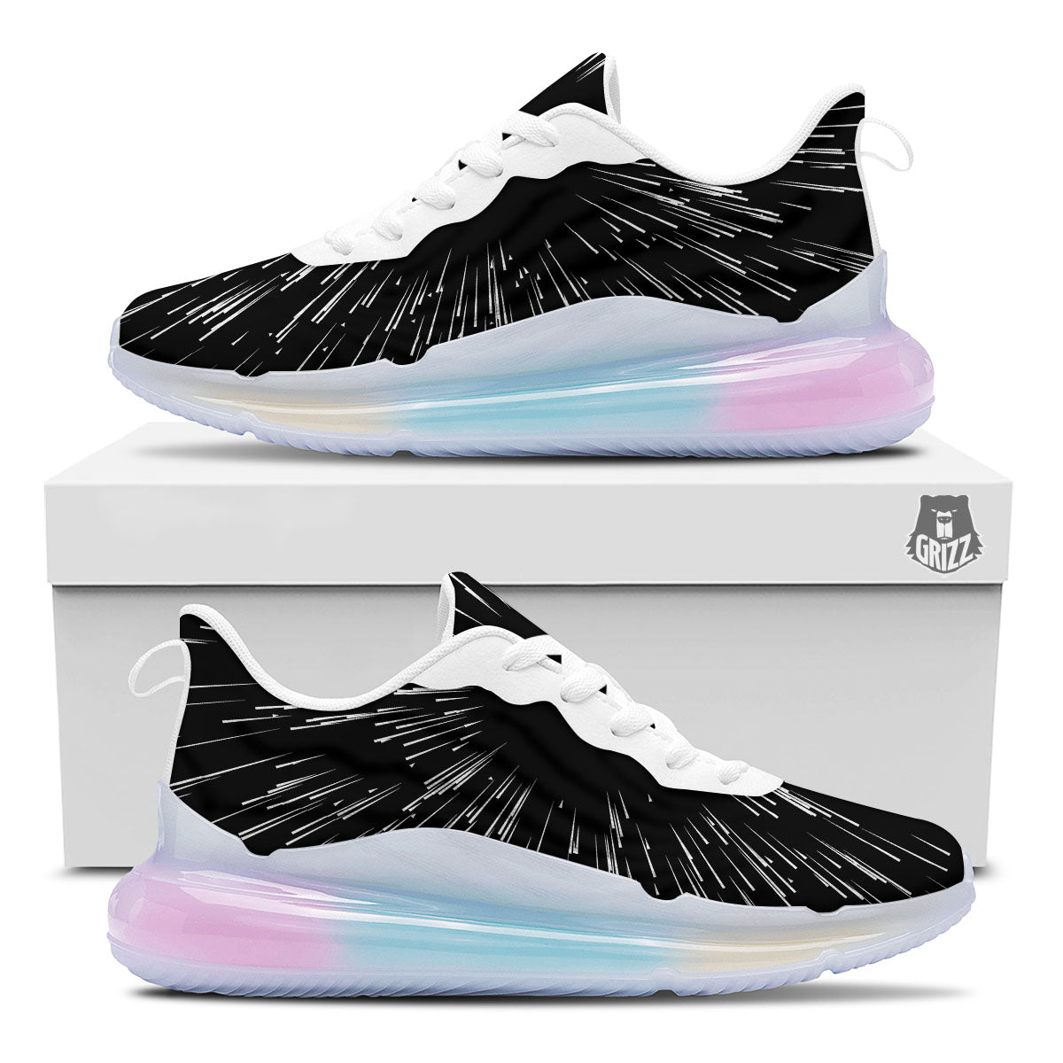 Hyperspace White And Black Print Running Sneakers-grizzshop