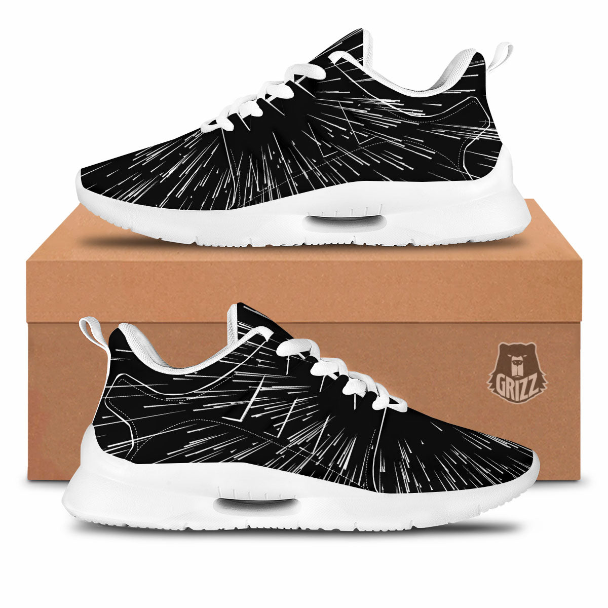 Hyperspace White And Black Print Tennis Shoes-grizzshop