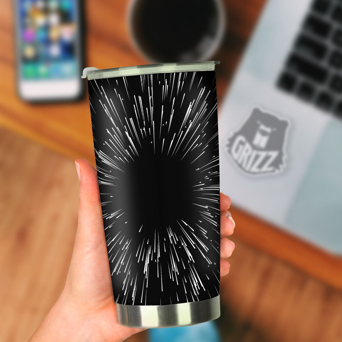 Hyperspace White And Black Print Tumbler-grizzshop