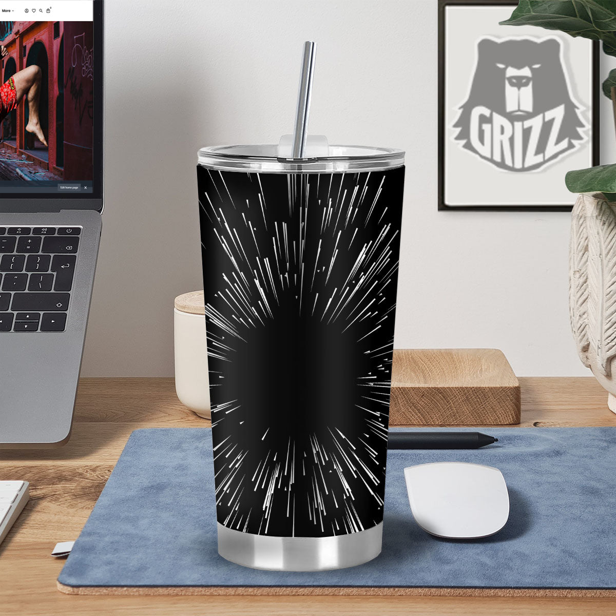 Hyperspace White And Black Print Tumbler-grizzshop