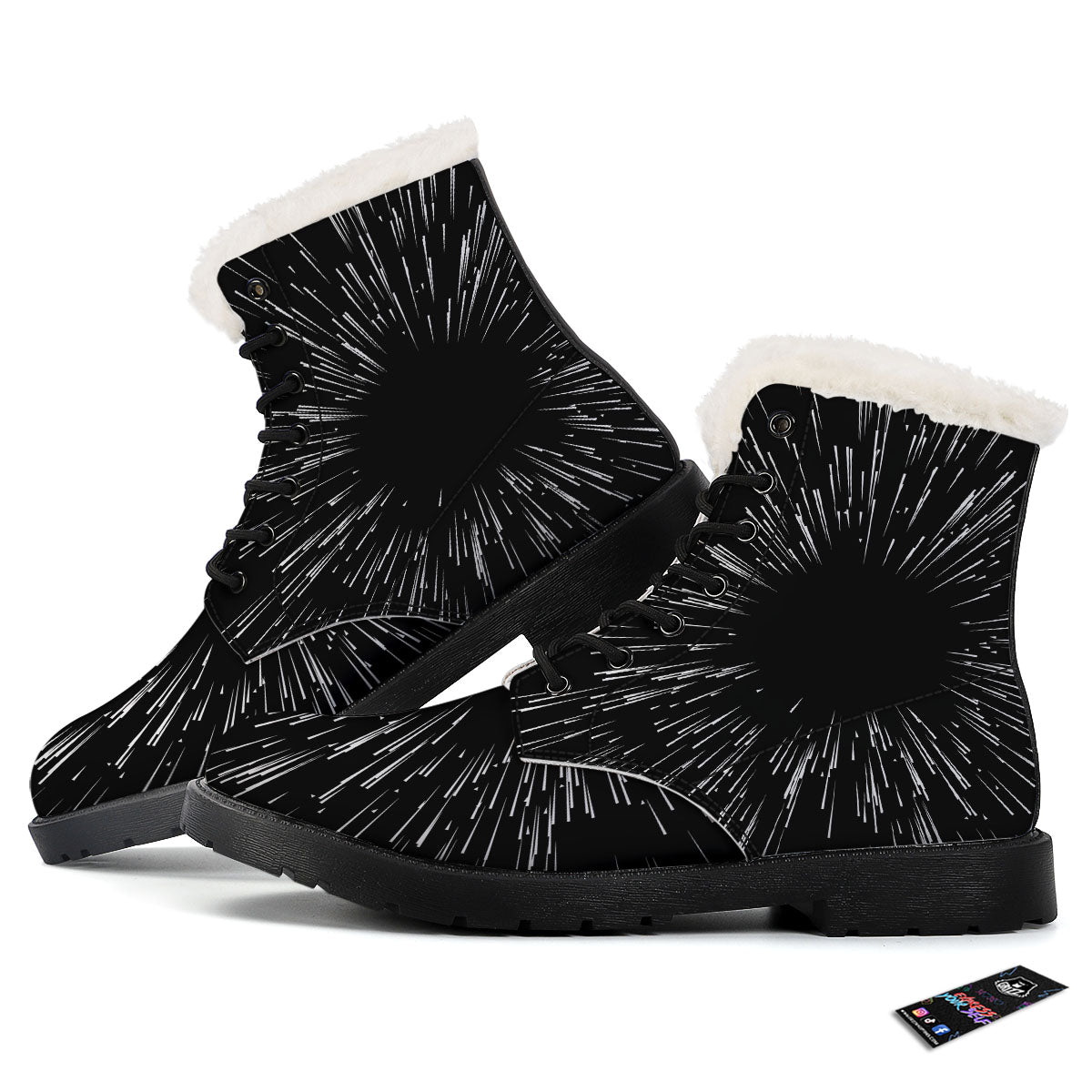 Hyperspace White And Black Print Winter Boots-grizzshop