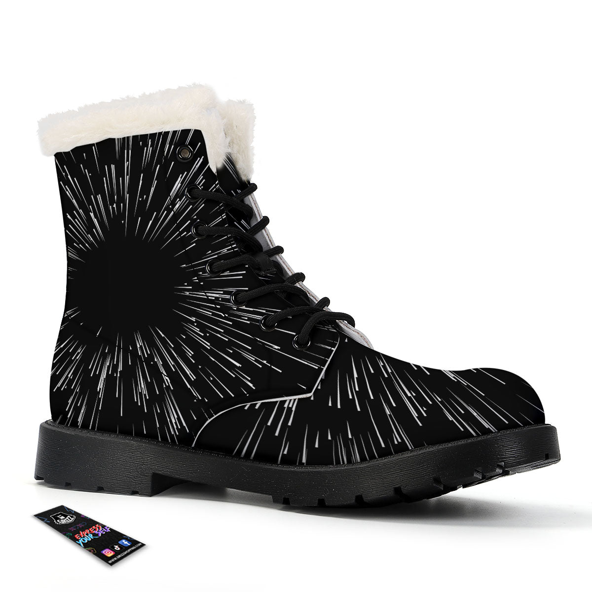 Hyperspace White And Black Print Winter Boots-grizzshop